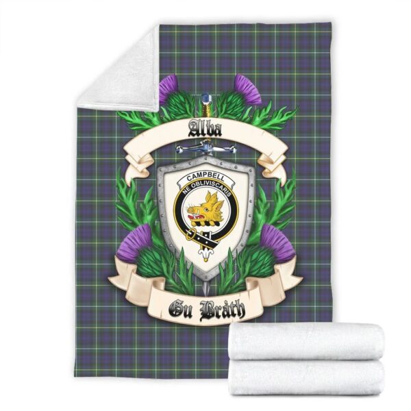 Campbell Argyll Modern Clan Blanket, Scottish Tartan Campbell Argyll Modern Clans Blanket Thistle Style