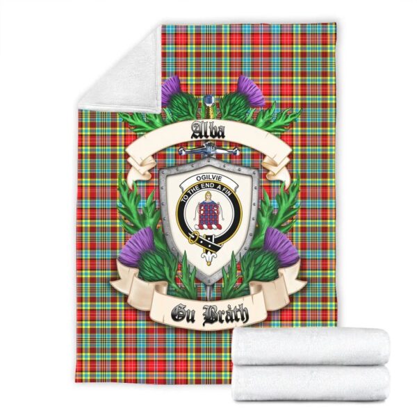 Ogilvie Clan Blanket, Scottish Tartan Ogilvie Clans Blanket Thistle Style