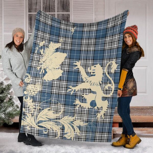 Napier Modern Clan Blanket, Scottish Tartan Napier Modern Clans Blanket Thistle Map Style - Image 2