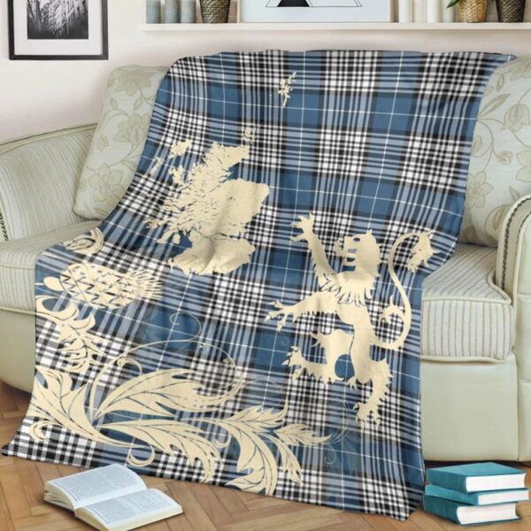 Napier Modern Clan Blanket, Scottish Tartan Napier Modern Clans Blanket Thistle Map Style - Image 4