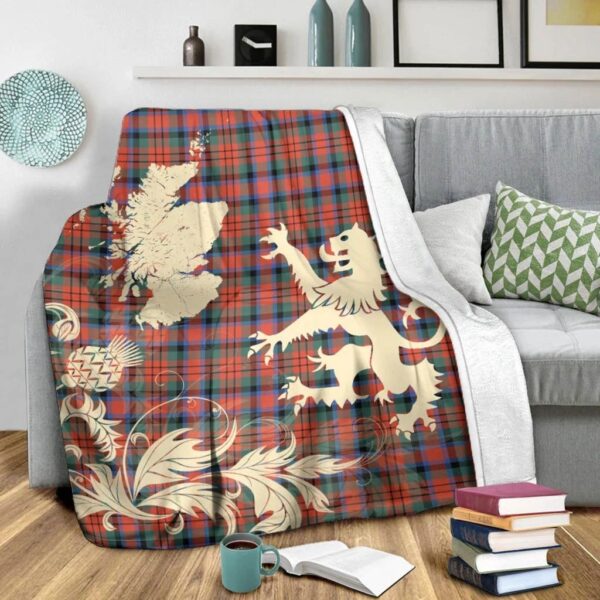 MacDuff Ancient Clan Blanket, Scottish Tartan MacDuff Ancient Clans Blanket Thistle Map Style - Image 3