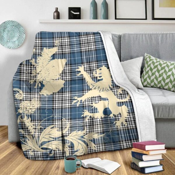 Napier Modern Clan Blanket, Scottish Tartan Napier Modern Clans Blanket Thistle Map Style - Image 3