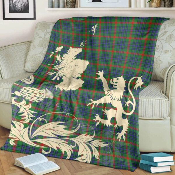 Aiton Clan Blanket, Scottish Tartan Aiton Clans Blanket Thistle Map Style - Image 4