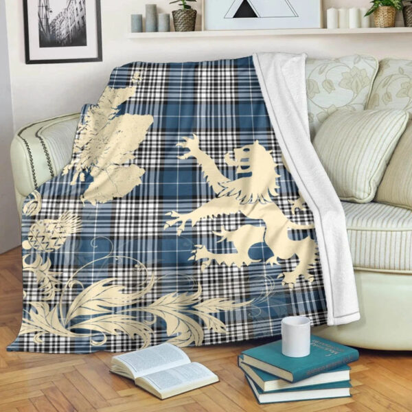 Napier Modern Clan Blanket, Scottish Tartan Napier Modern Clans Blanket Thistle Map Style - Image 5