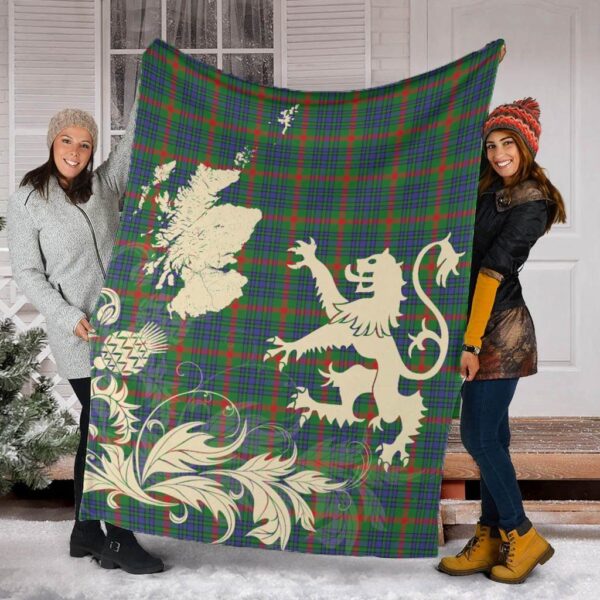 Aiton Clan Blanket, Scottish Tartan Aiton Clans Blanket Thistle Map Style - Image 2