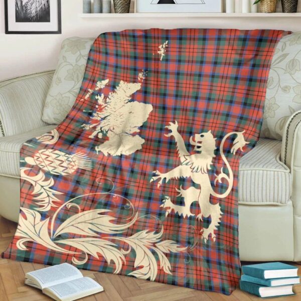 MacDuff Ancient Clan Blanket, Scottish Tartan MacDuff Ancient Clans Blanket Thistle Map Style - Image 4