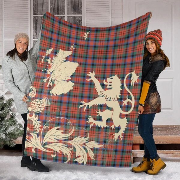 MacDuff Ancient Clan Blanket, Scottish Tartan MacDuff Ancient Clans Blanket Thistle Map Style - Image 2