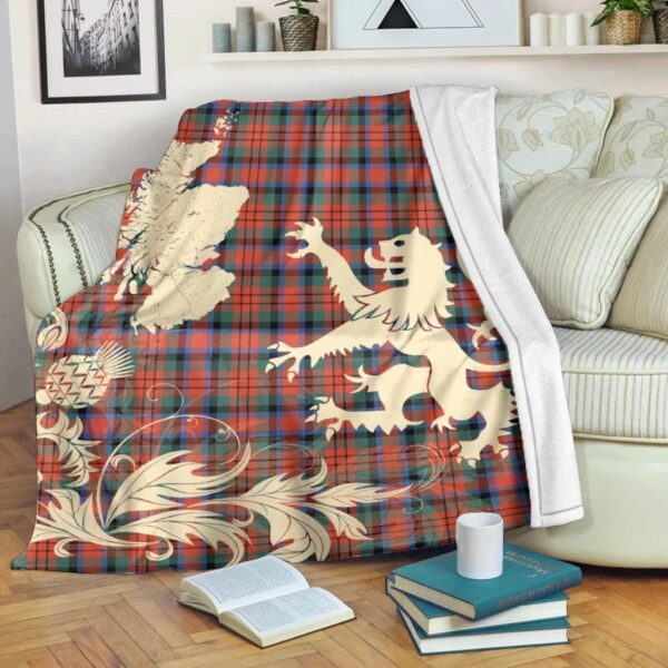 MacDuff Ancient Clan Blanket, Scottish Tartan MacDuff Ancient Clans Blanket Thistle Map Style - Image 5