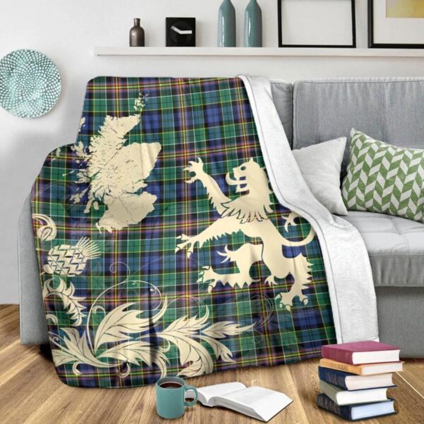 Allison Clan Blanket, Scottish Tartan Allison Clans Blanket Thistle Map Style - Image 3