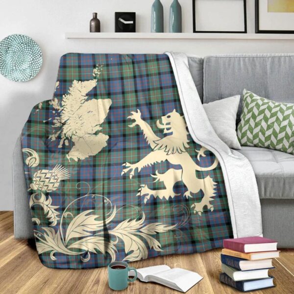 MacDonnell of Glengarry Ancient Clan Blanket, Scottish Tartan MacDonnell of Glengarry Ancient Clans Blanket Thistle Map Style - Image 3