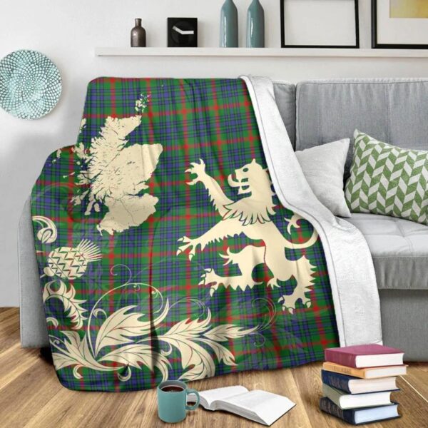 Aiton Clan Blanket, Scottish Tartan Aiton Clans Blanket Thistle Map Style - Image 3