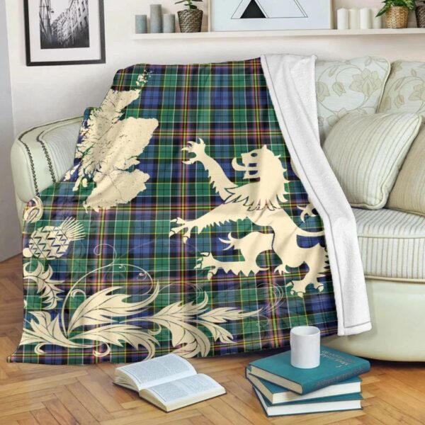 Allison Clan Blanket, Scottish Tartan Allison Clans Blanket Thistle Map Style - Image 5