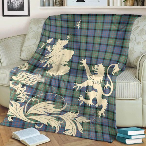 MacDonnell of Glengarry Ancient Clan Blanket, Scottish Tartan MacDonnell of Glengarry Ancient Clans Blanket Thistle Map Style - Image 4