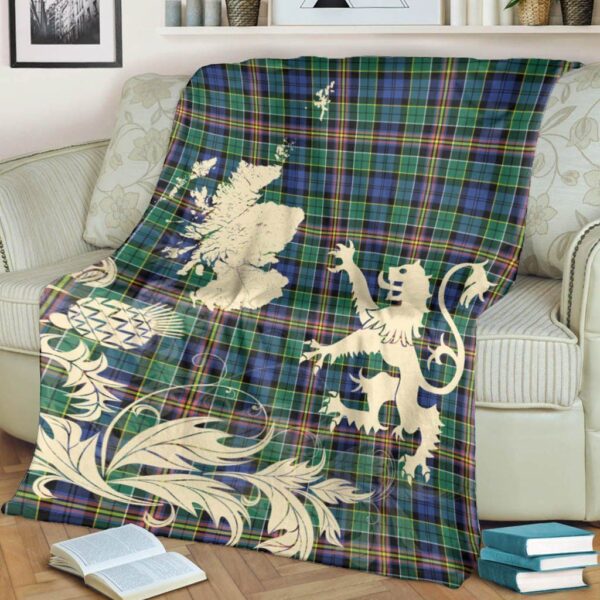 Allison Clan Blanket, Scottish Tartan Allison Clans Blanket Thistle Map Style - Image 4