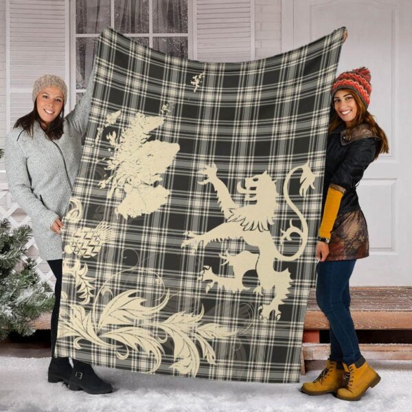 Menzies Black _ White Ancient Clan Blanket, Scottish Tartan Menzies Black _ White Ancient Clans Blanket Thistle Map Style - Image 2