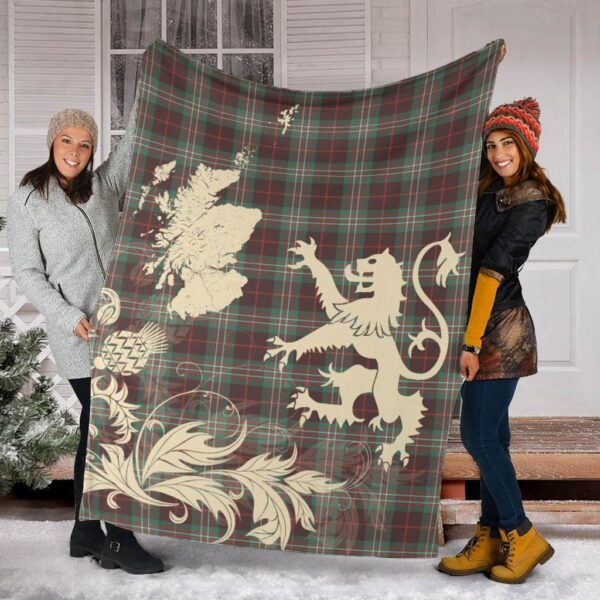 SCOTT BROWN ANCIENT Clan Blanket, Scottish Tartan SCOTT BROWN ANCIENT Clans Blanket Thistle Map Style - Image 2