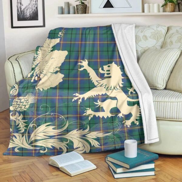 Carmichael Ancient Clan Blanket, Scottish Tartan Carmichael Ancient Clans Blanket Thistle Map Style - Image 5