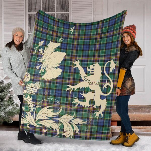 Allison Clan Blanket, Scottish Tartan Allison Clans Blanket Thistle Map Style - Image 2