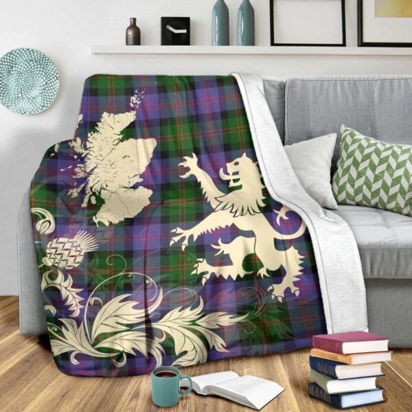 Blair Modern Clan Blanket, Scottish Tartan Blair Modern Clans Blanket Thistle Map Style - Image 3