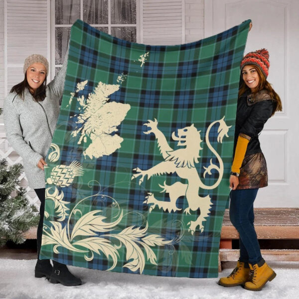 Graham of Menteith Ancient Clan Blanket, Scottish Tartan Graham of Menteith Ancient Clans Blanket Thistle Map Style - Image 2