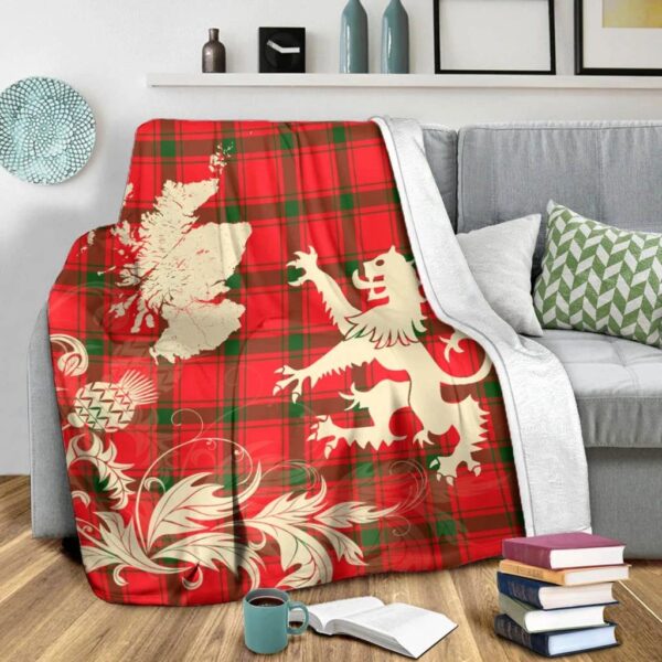 MacDonald of Sleat Clan Blanket, Scottish Tartan MacDonald of Sleat Clans Blanket Thistle Map Style - Image 3