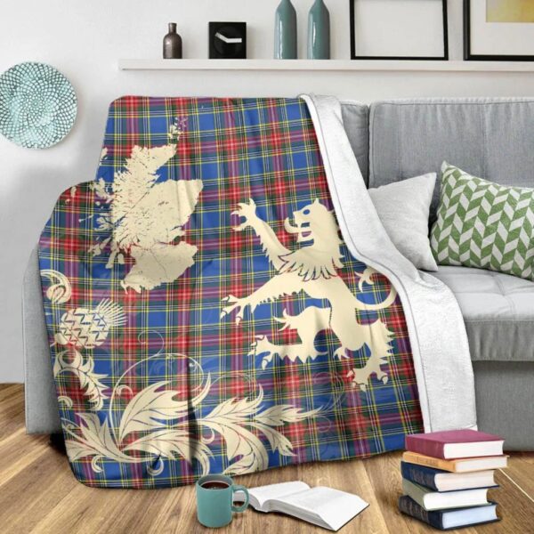 MacBeth Modern Clan Blanket, Scottish Tartan MacBeth Modern Clans Blanket Thistle Map Style - Image 3