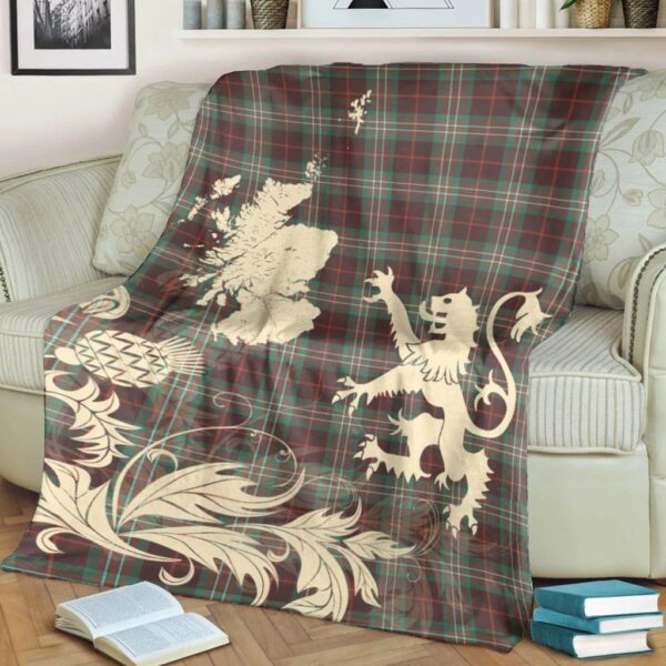 SCOTT BROWN ANCIENT Clan Blanket, Scottish Tartan SCOTT BROWN ANCIENT Clans Blanket Thistle Map Style - Image 4