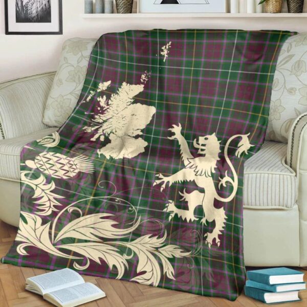 Crosbie Clan Blanket, Scottish Tartan Crosbie Clans Blanket Thistle Map Style - Image 4