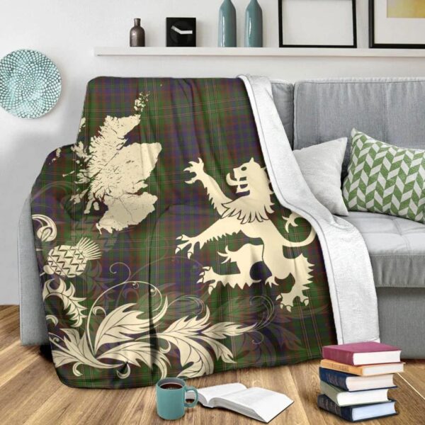 Cunningham Hunting Modern Clan Blanket, Scottish Tartan Cunningham Hunting Modern Clans Blanket Thistle Map Style - Image 3