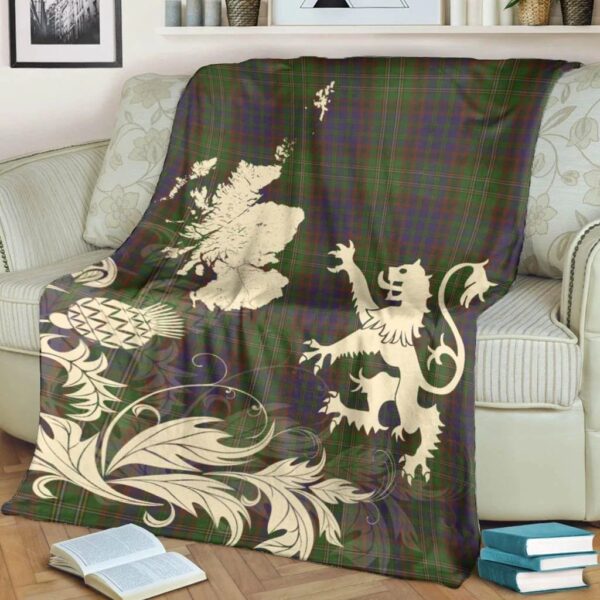 Cunningham Hunting Modern Clan Blanket, Scottish Tartan Cunningham Hunting Modern Clans Blanket Thistle Map Style - Image 4