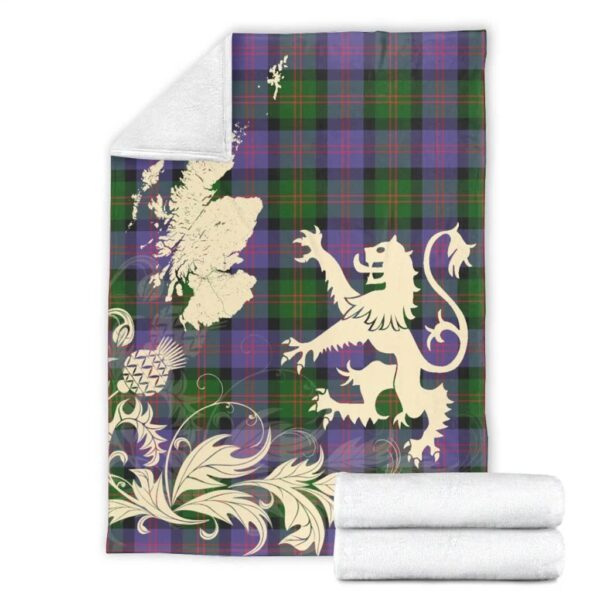 Blair Modern Clan Blanket, Scottish Tartan Blair Modern Clans Blanket Thistle Map Style