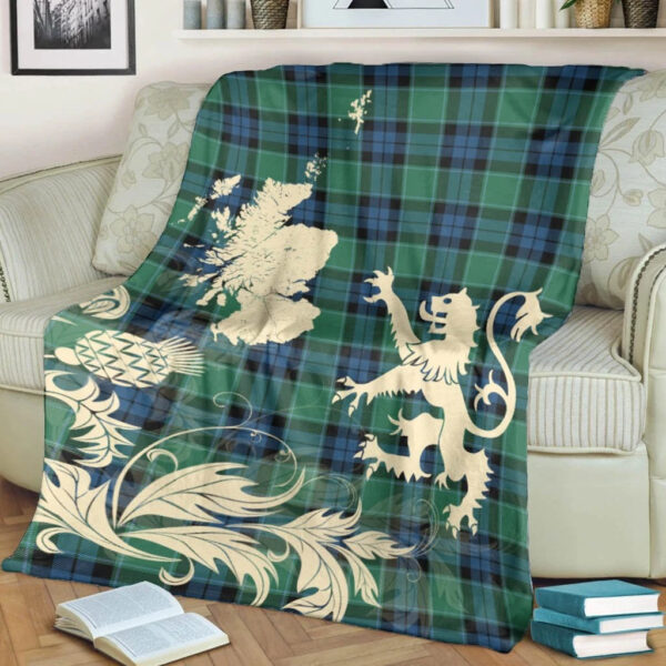 Graham of Menteith Ancient Clan Blanket, Scottish Tartan Graham of Menteith Ancient Clans Blanket Thistle Map Style - Image 4