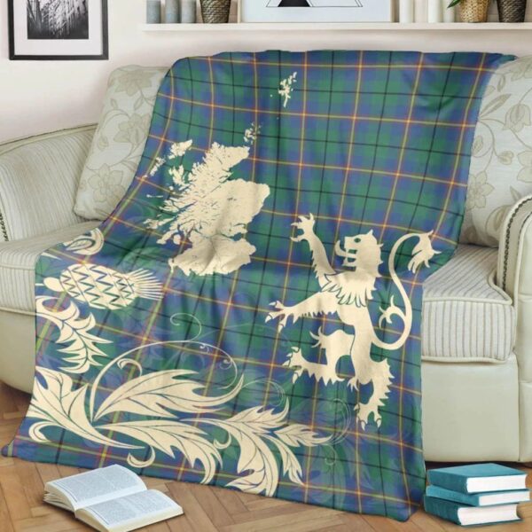 Carmichael Ancient Clan Blanket, Scottish Tartan Carmichael Ancient Clans Blanket Thistle Map Style - Image 4