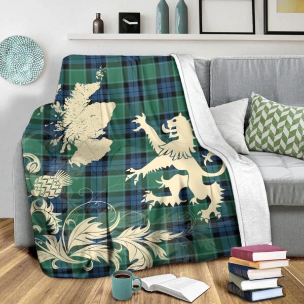 Graham of Menteith Ancient Clan Blanket, Scottish Tartan Graham of Menteith Ancient Clans Blanket Thistle Map Style - Image 3