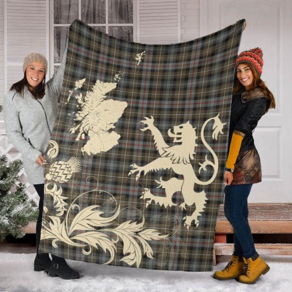 MacKenzie Weathered Clan Blanket, Scottish Tartan MacKenzie Weathered Clans Blanket Thistle Map Style - Image 2