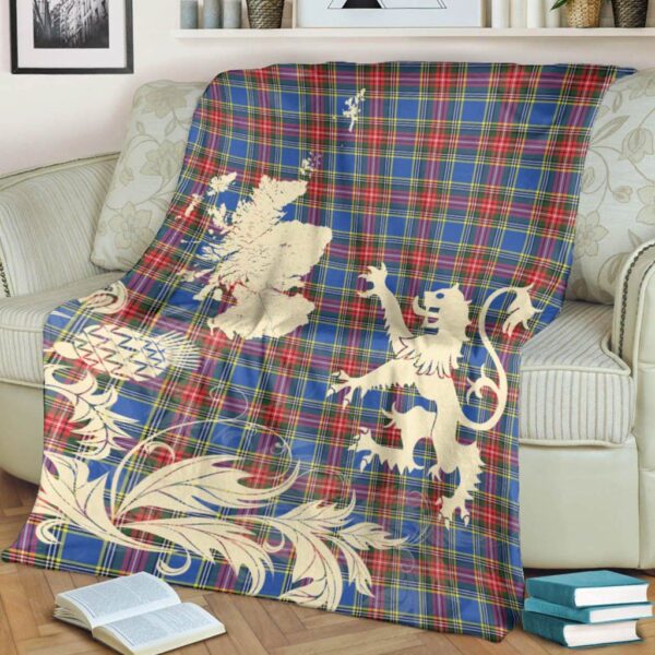 MacBeth Modern Clan Blanket, Scottish Tartan MacBeth Modern Clans Blanket Thistle Map Style - Image 4