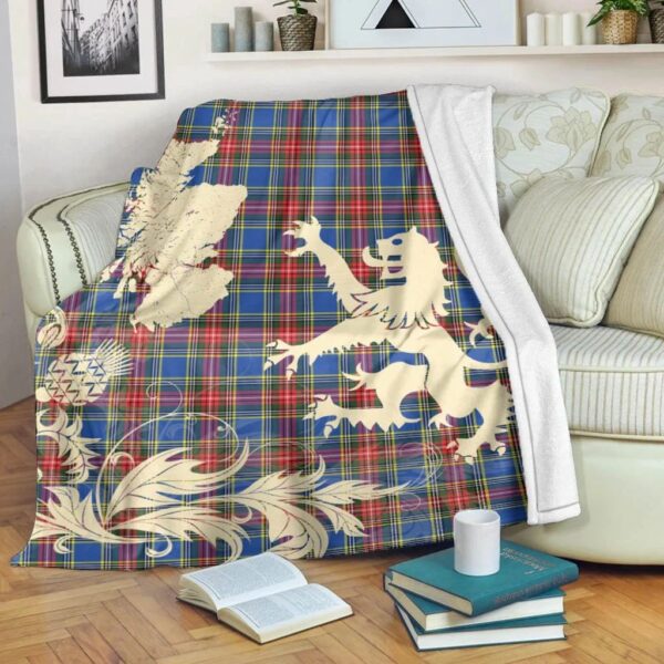 MacBeth Modern Clan Blanket, Scottish Tartan MacBeth Modern Clans Blanket Thistle Map Style - Image 5