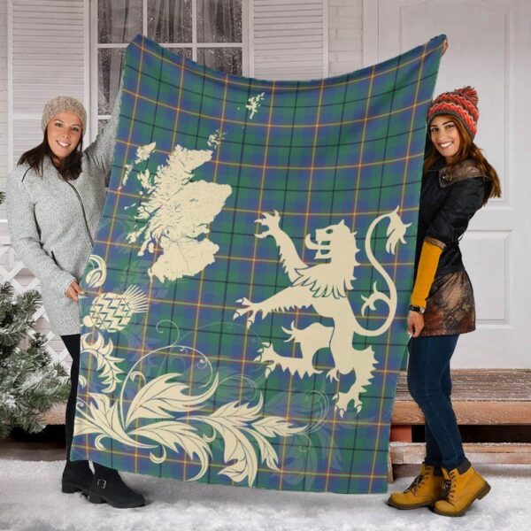 Carmichael Ancient Clan Blanket, Scottish Tartan Carmichael Ancient Clans Blanket Thistle Map Style - Image 2