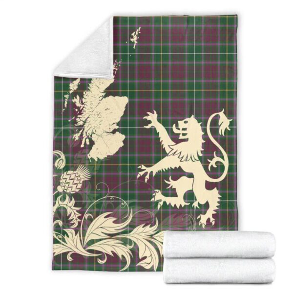 Crosbie Clan Blanket, Scottish Tartan Crosbie Clans Blanket Thistle Map Style