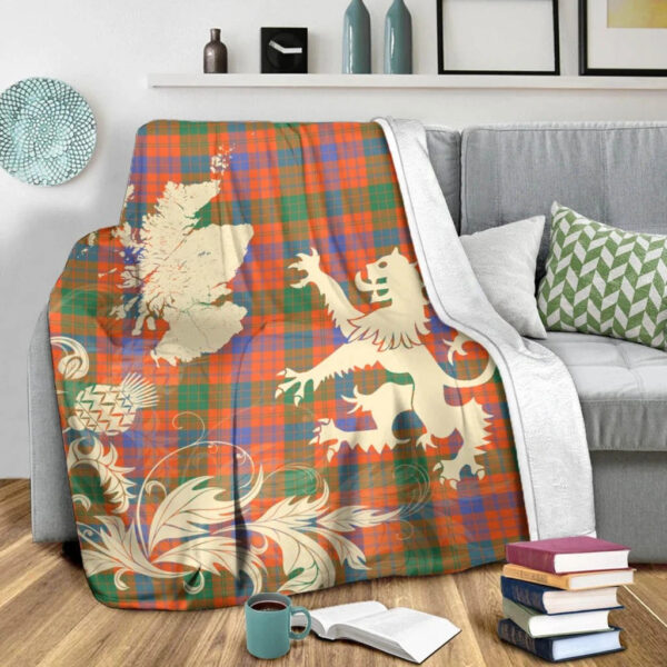 Ross Ancient Clan Blanket, Scottish Tartan Ross Ancient Clans Blanket Thistle Map Style - Image 3