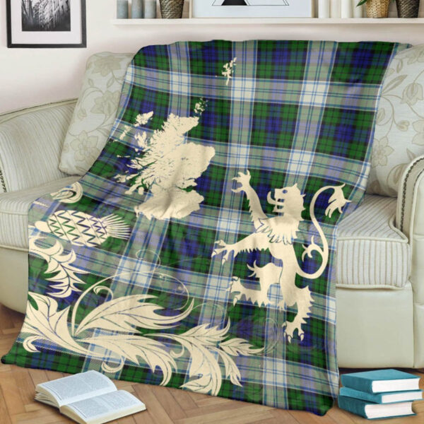 Blackwatch Dress Modern Clan Blanket, Scottish Tartan Blackwatch Dress Modern Clans Blanket Thistle Map Style - Image 4