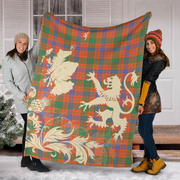 Ross Ancient Clan Blanket, Scottish Tartan Ross Ancient Clans Blanket Thistle Map Style - Image 2