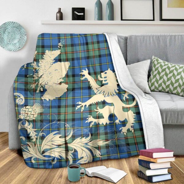 MacLeod of Harris Ancient Clan Blanket, Scottish Tartan MacLeod of Harris Ancient Clans Blanket Thistle Map Style - Image 3