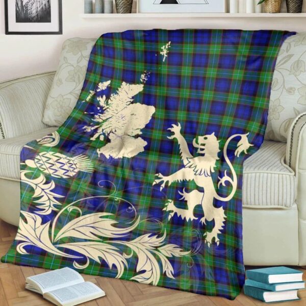 Sempill Modern Clan Blanket, Scottish Tartan Sempill Modern Clans Blanket Thistle Map Style - Image 4