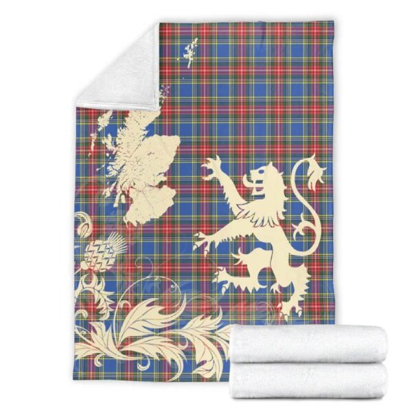 MacBeth Modern Clan Blanket, Scottish Tartan MacBeth Modern Clans Blanket Thistle Map Style