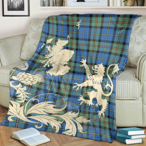 MacLeod of Harris Ancient Clan Blanket, Scottish Tartan MacLeod of Harris Ancient Clans Blanket Thistle Map Style - Image 4