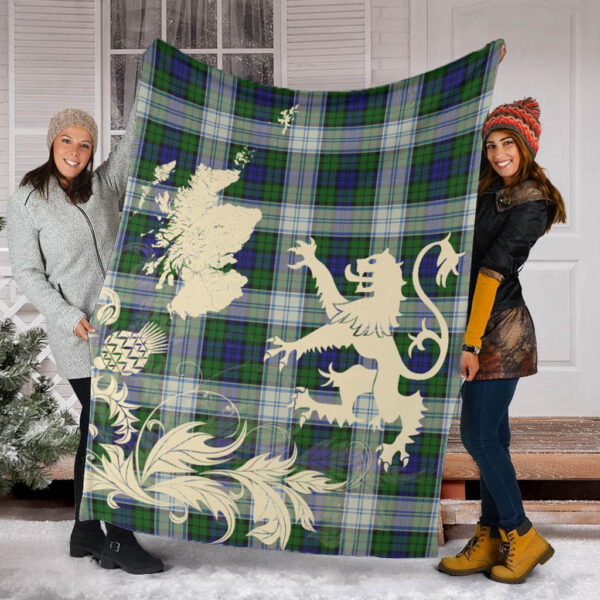 Blackwatch Dress Modern Clan Blanket, Scottish Tartan Blackwatch Dress Modern Clans Blanket Thistle Map Style - Image 2