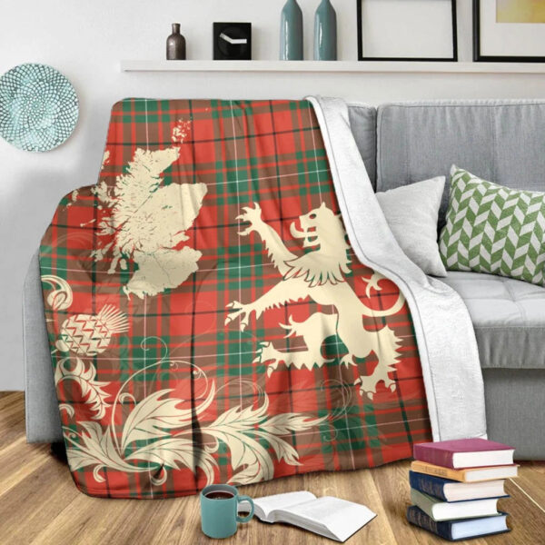 MacAulay Ancient Clan Blanket, Scottish Tartan MacAulay Ancient Clans Blanket Thistle Map Style - Image 3