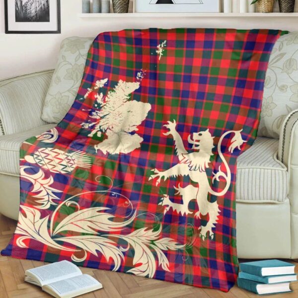 Gow Modern Clan Blanket, Scottish Tartan Gow Modern Clans Blanket Thistle Map Style - Image 4