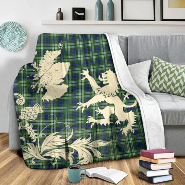 Tweedside District Clan Blanket, Scottish Tartan Tweedside District Clans Blanket Thistle Map Style - Image 3